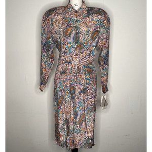 Liz Claiborne Womens Vintage 80s Silk Dress Size 10